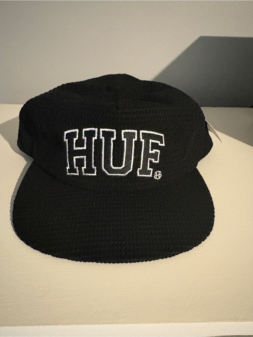HUF Black Cap with White Outline Logo